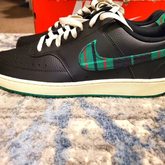 Nike | Shoes | Nike Court Vision Low Black With Green Plaid  display picture 3